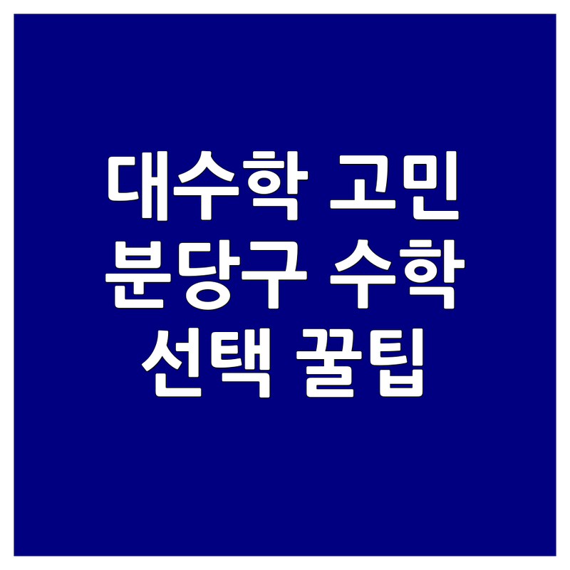 대수학 고민 해결! 성남시 분당구 수학학원 솔루션 | 전문가가 알려주는 선택 팁