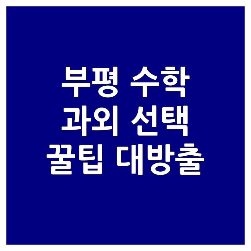 인천 부평구 수학과외, 어디가 좋을까? | 전문가 추천 완벽 가이드